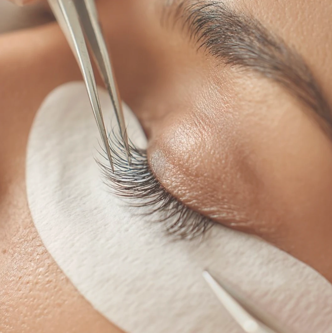 A precise lash extension application at Reverie Med Spa